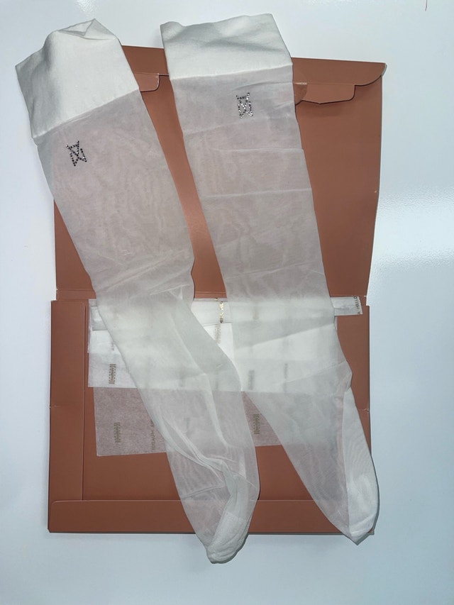 WOLFORD x Amina Muaddi long crystal logo sheer socks - photo 4