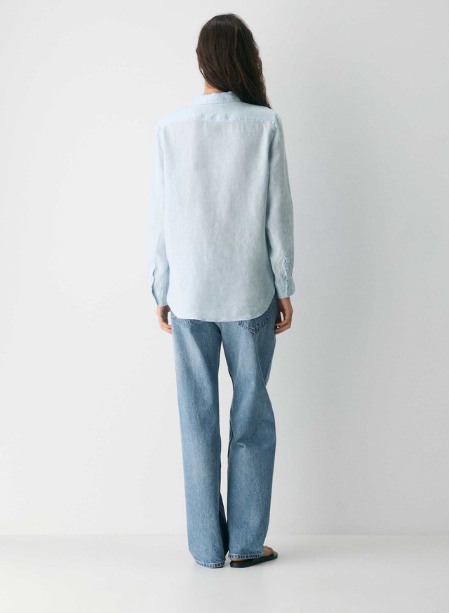 Babaton Light Blue Button-Down Linen Shirt - photo 2