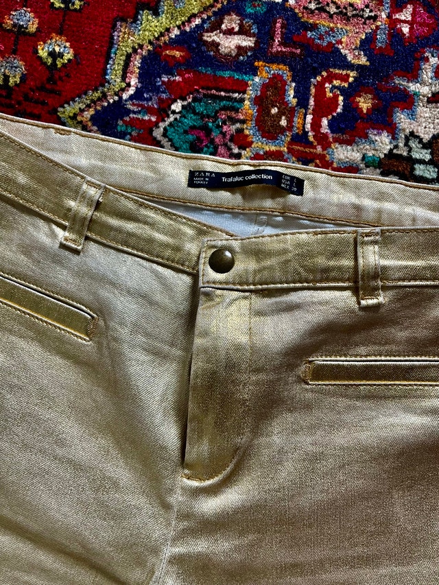 Zara Metallic Gold Skinny Pants - photo 2