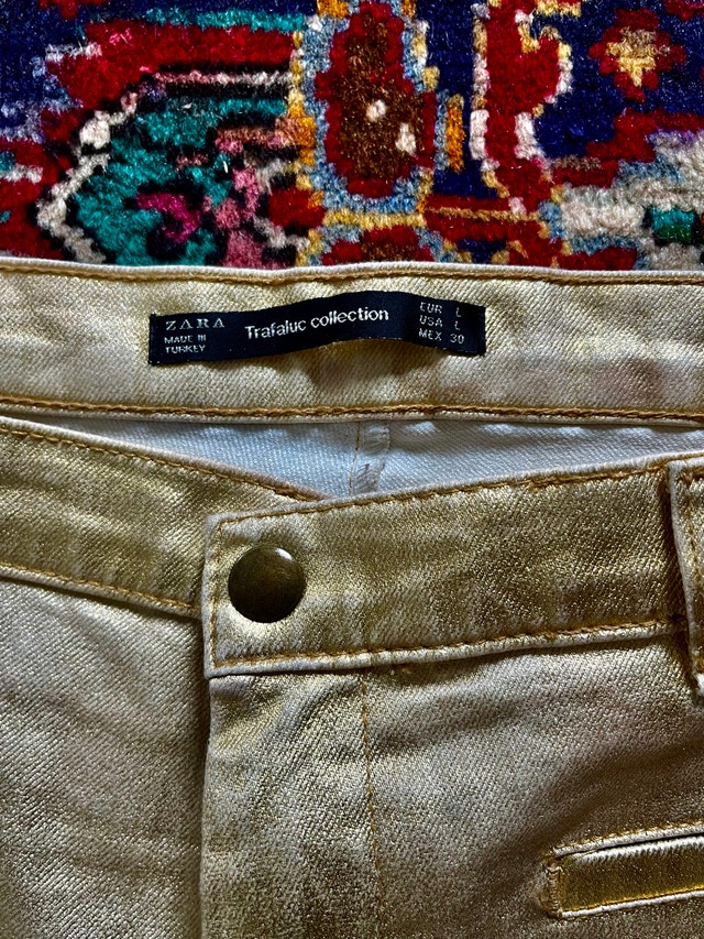 Zara Metallic Gold Skinny Pants - photo 3