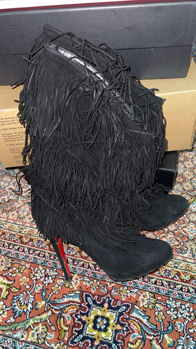 Christian Louboutin Suede Fringe Boots