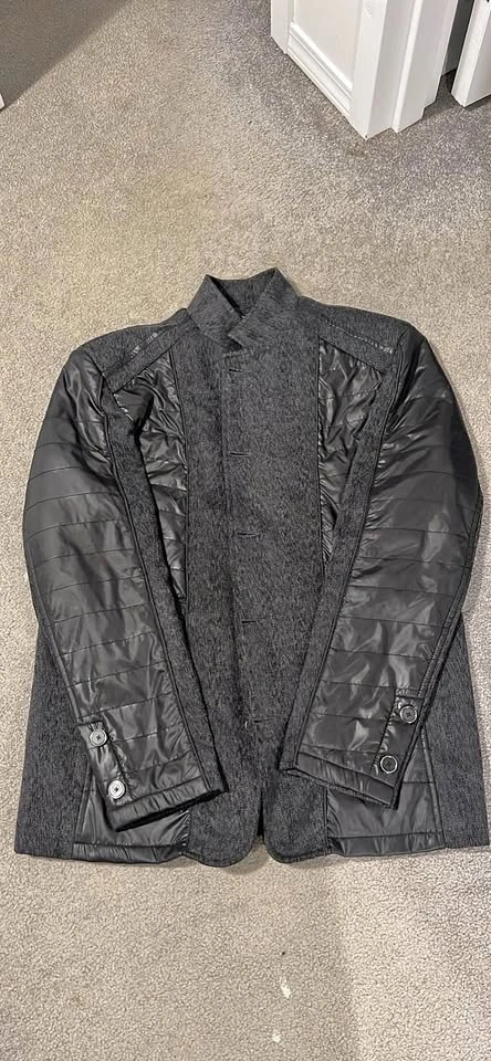 Men's Grey Mixed Material Quilted Jacket