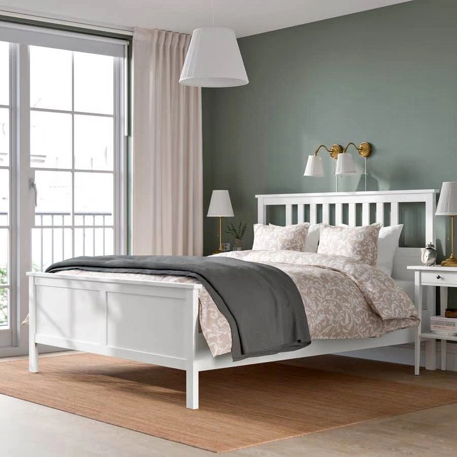 Ikea HEMNES Bed frame, white stain, Queen