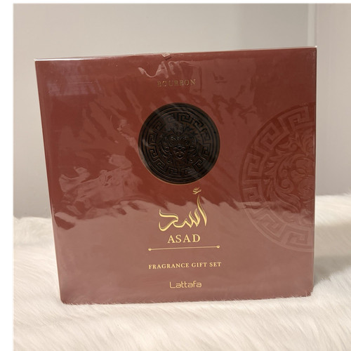 Lattafa Asad Bourbon Fragrance Gift Set Spray & Gel - photo 2