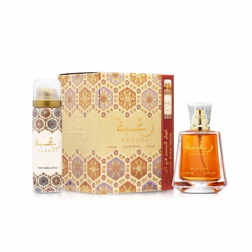 Raghba EDP by Lattafa Perfume 100ml + Free Body Spray
