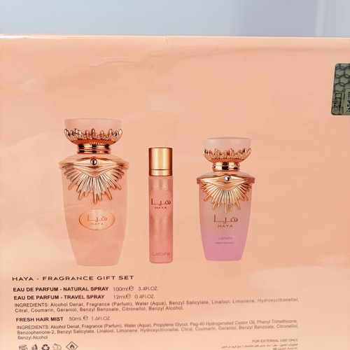 Lattafa Haya Eau de Parfum, Hair Mist & Travel Spray Set - photo 3
