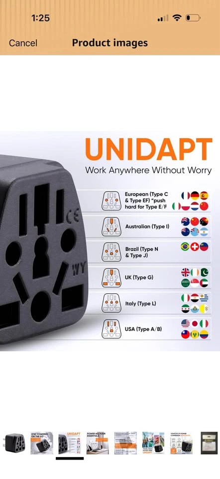 Travel Plug Adapter - EU to US/Canada - photo 2