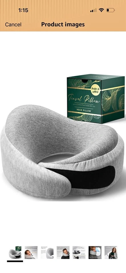 Brand New Travel Neck Pillow with Bag - Grey