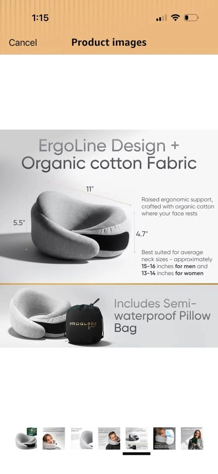 Brand New Travel Neck Pillow with Bag - Grey - photo 4