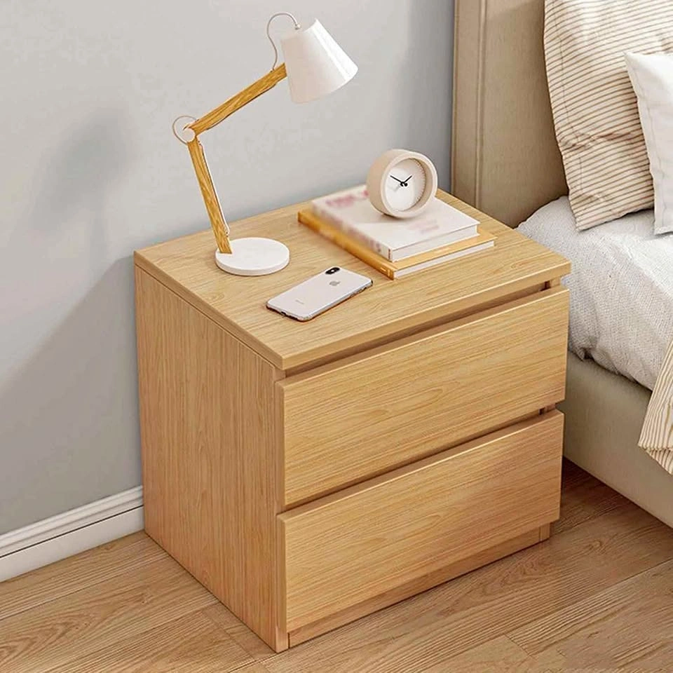 Modern Nightstand Solid Color Wooden Night Stands with 2 Drawers