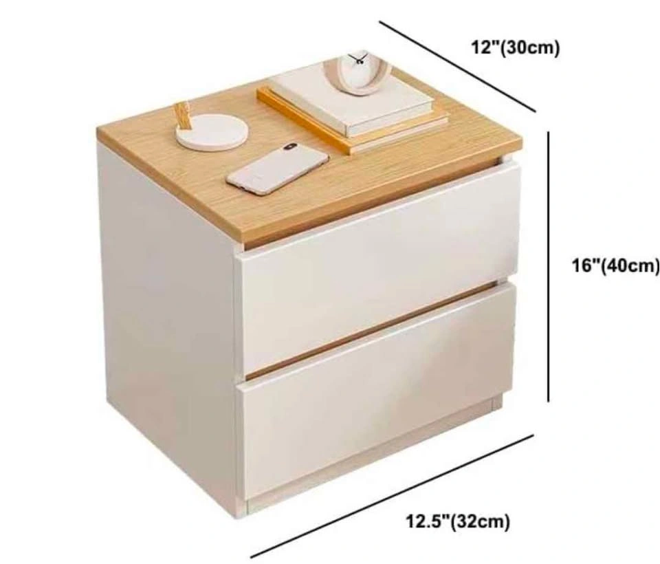 Modern Nightstand Solid Color Wooden Night Stands with 2 Drawers - photo 3