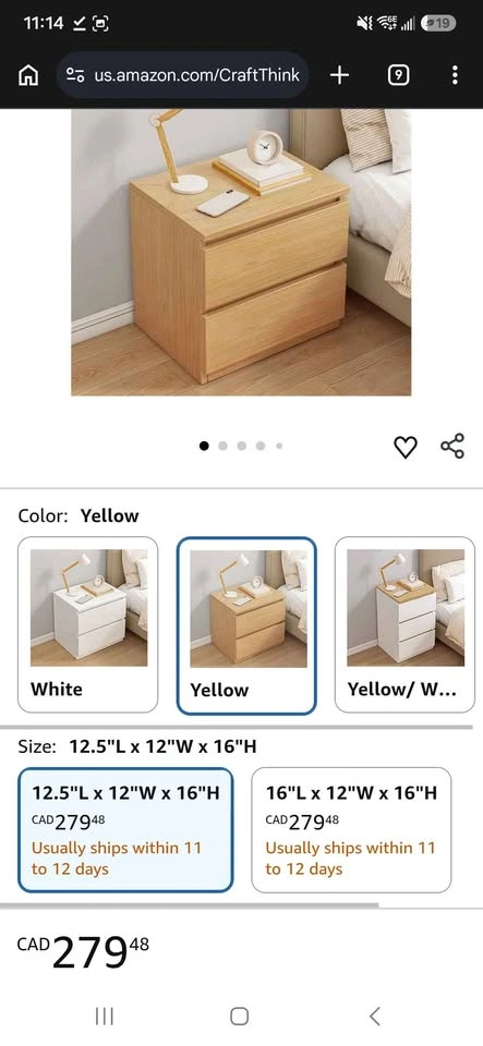 Modern Nightstand Solid Color Wooden Night Stands with 2 Drawers - photo 5