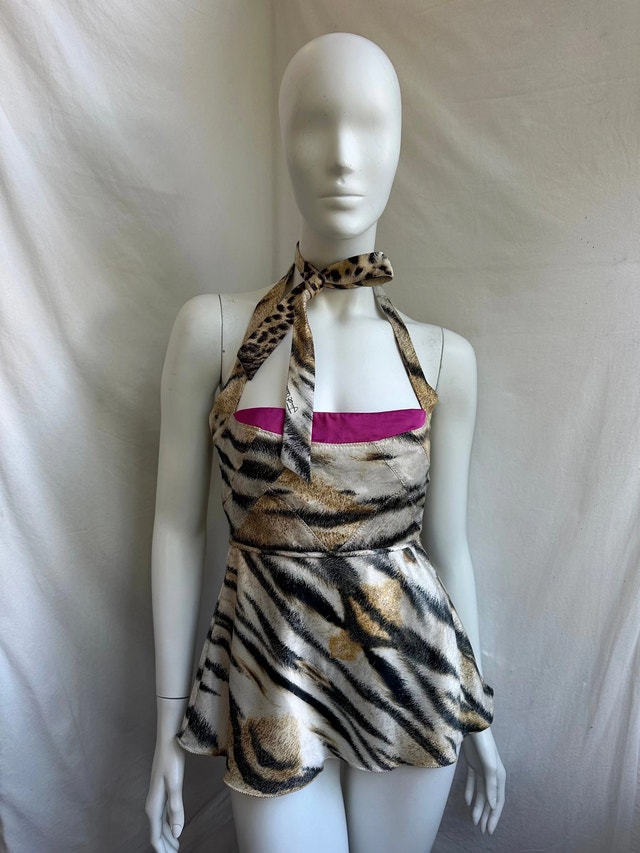 Vintage 90s Just Cavalli Tiger Halter Top