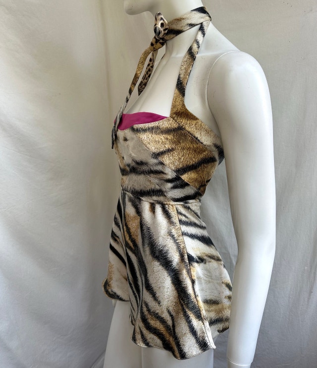 Vintage 90s Just Cavalli Tiger Halter Top - photo 3