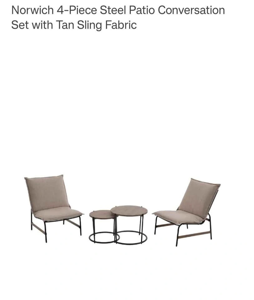 Hampton Bay Norwich 4-Piece Steel Patio Conversation Set - photo 3