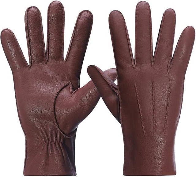 NEW Meetoget Womens XS Brown Deerskin Leather Dress Gloves