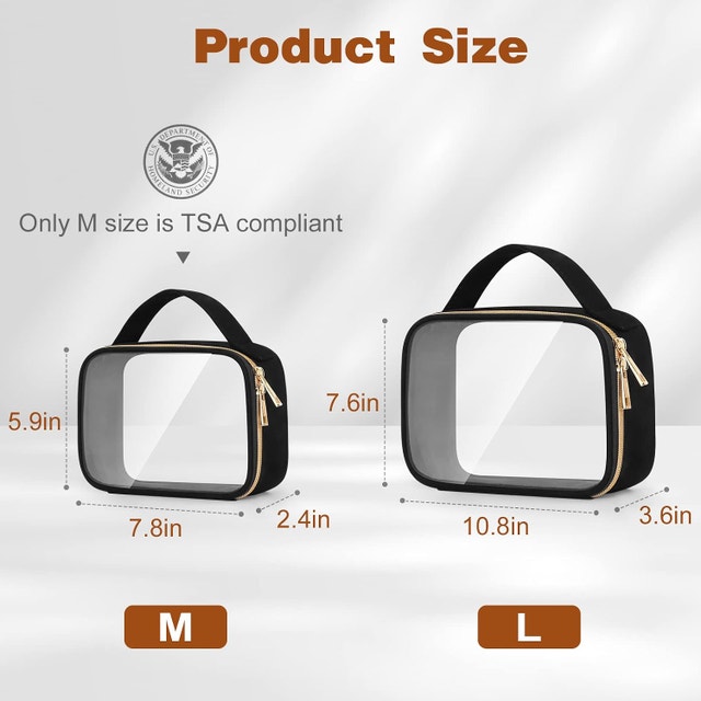 NEW Wedama Clear PVC / Black Toiletry Makeup Cosmetics Bags 2pk - photo 2