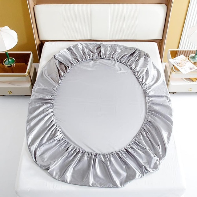 NEW Grey Satin Full Size Fitted & Flat Bed Sheets - photo 3