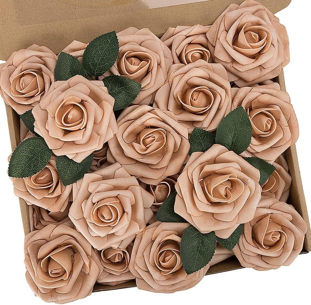 NEW N&T NIETING Dusty Brown Artificial Flowers, 50pcs Foam Roses