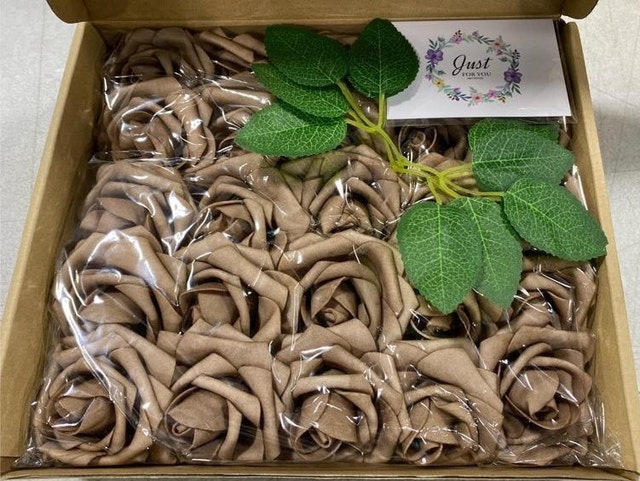 NEW N&T NIETING Dusty Brown Artificial Flowers, 50pcs Foam Roses - photo 5