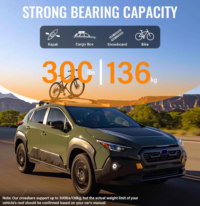 NEW Cross Bars Subaru Crosstrek Wilderness 2024-2026, 300lBS - photo 3