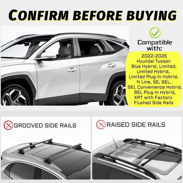 NEW 220lbs Roof Rack Cross Bars 2022-25 Hyundai Tucson - photo 2