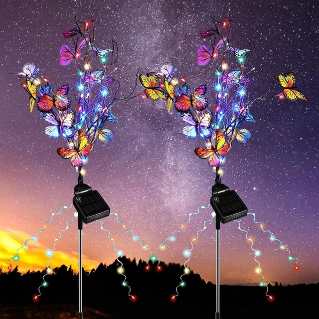 NEW Butterfly Solar Lights Outdoor Garden, 2pk, IP65 Waterproof - photo 2