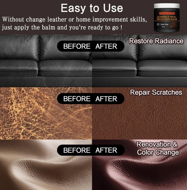 NEW WERBME Leather Recoloring Balm - Dark Gray, 6oz - photo 4