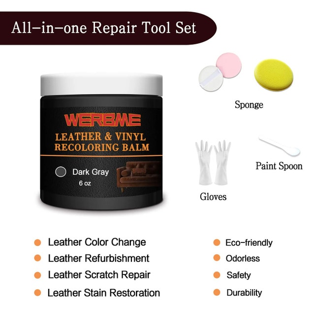 NEW WERBME Leather Recoloring Balm - Dark Gray, 6oz - photo 5