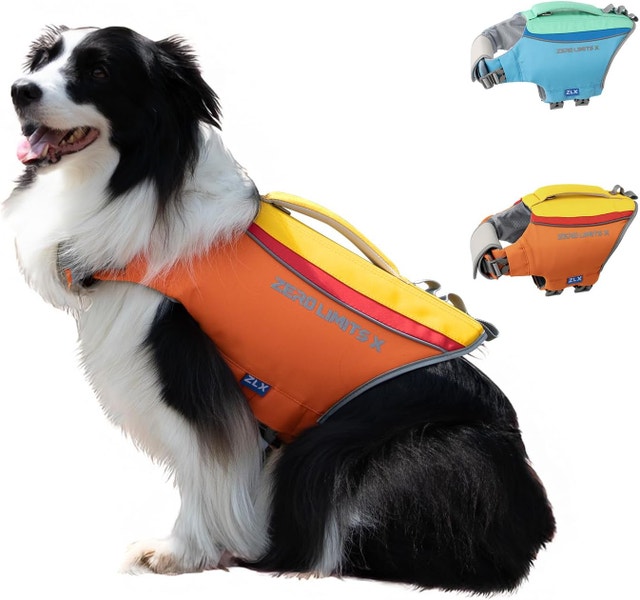 NEW ZLX Med Dog Life Vest Jacket, High Buoyancy w Secure Handle