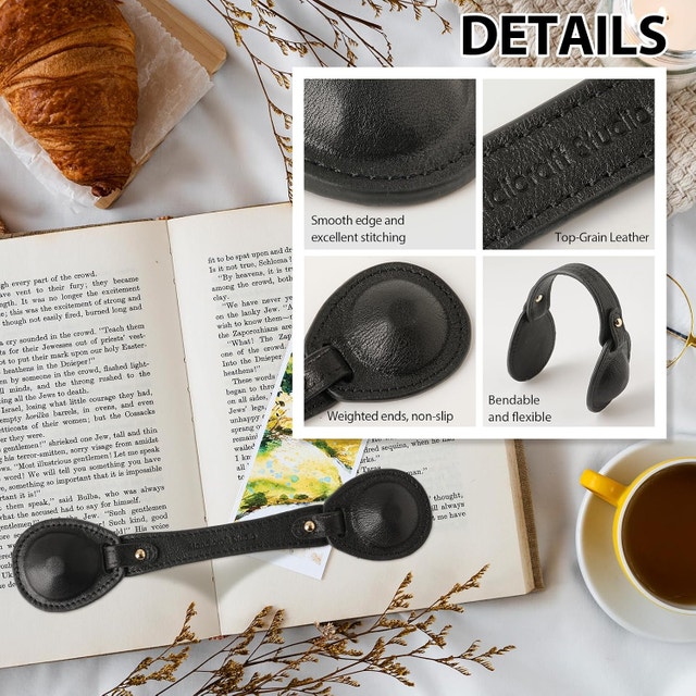 NEW Genuine Black Leather Bookmark, Handmade Page Markers - photo 4