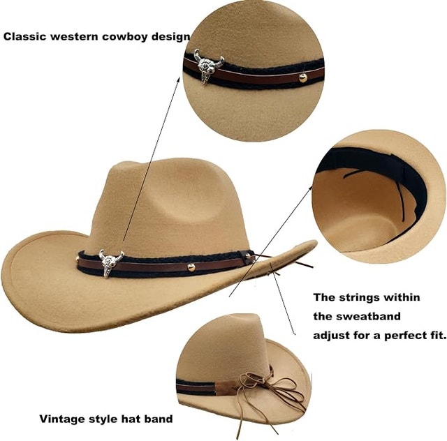 New Unisex Fur Felt Cowboy Hat Wide Brim Western Outback - photo 2