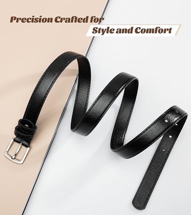 NEW Maikun 2 Pk Black & Tan Women's Belts, Skinny Pin Buckle - photo 2