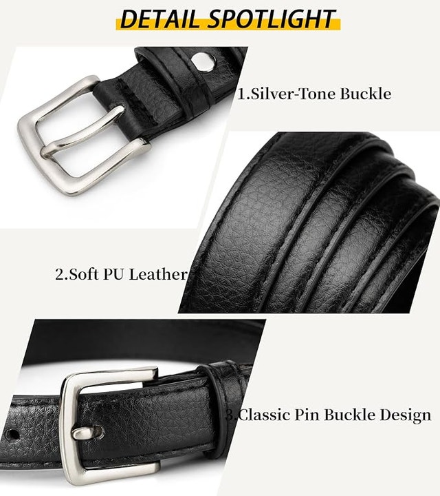 NEW Maikun 2 Pk Black & Tan Women's Belts, Skinny Pin Buckle - photo 3