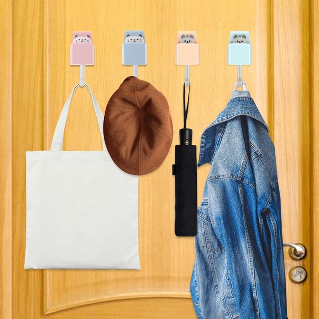NEW 4 Packs Cute 2 Cat & 2 Mouse Coat Hooks for Wall - photo 2