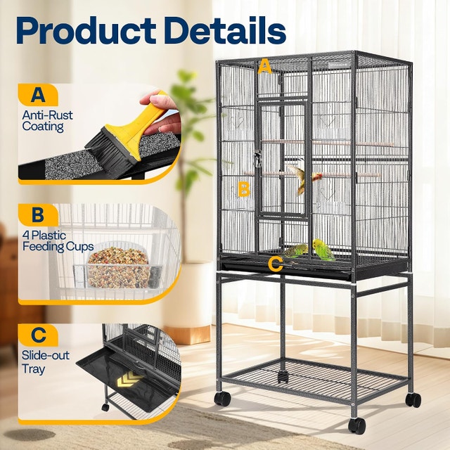 NEW VIVOHOME 54 Inch Wrought Iron Large Bird Flight Cage - photo 2
