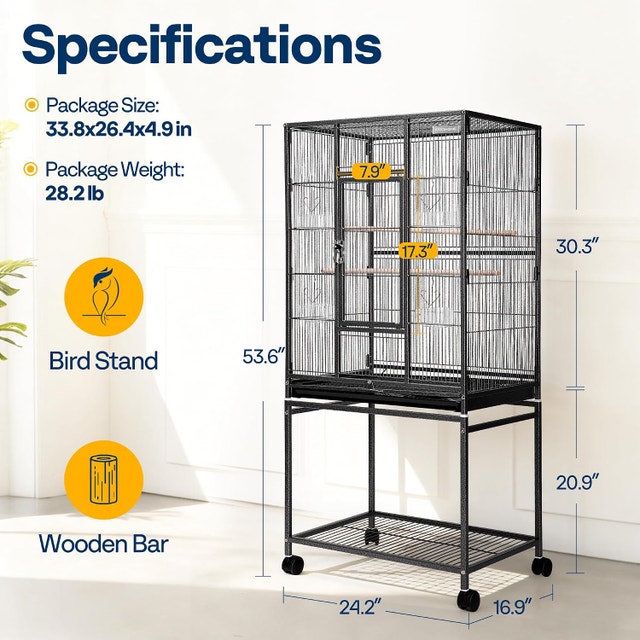 NEW VIVOHOME 54 Inch Wrought Iron Large Bird Flight Cage - photo 5
