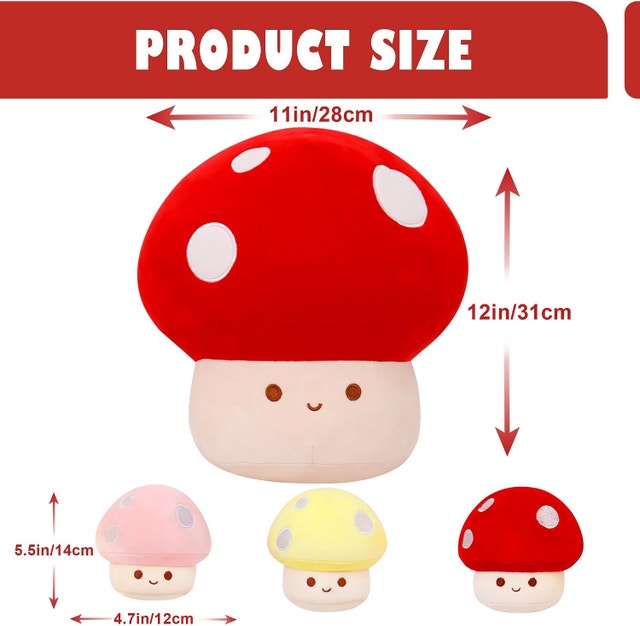 NEW WeBingo Mushroom Plush Pillow 4PK, 12' Large Mushroom Stuffy - photo 4