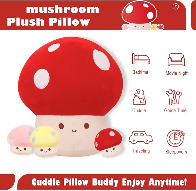 NEW WeBingo Mushroom Plush Pillow 4PK, 12' Large Mushroom Stuffy - photo 5