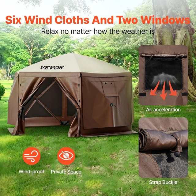 NEW Camping Gazebo Tent, 12'x12', 6 Sided Pop-up Canopy Screen - photo 5