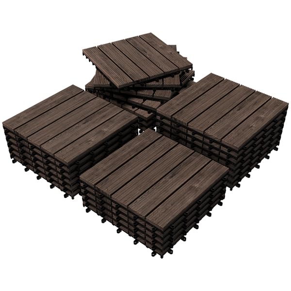 NEW Yaheetech 27Pc Interlocking Wooden Flooring Patio Deck Tiles