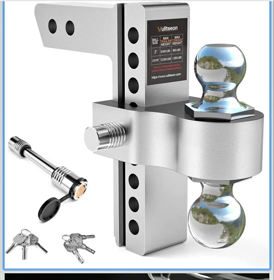Vullteeon 8 Inch Drop Hitch Ball Mount, 12,500 LBS thumbnail