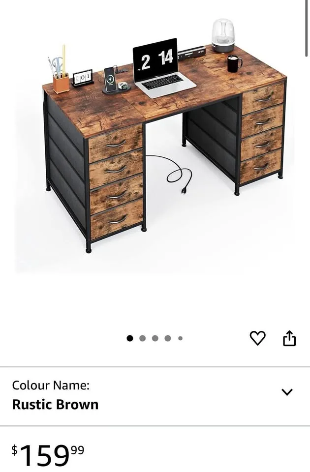 50'' Computer Desk with 8 Fabric Drawers - Brand New thumbnail
