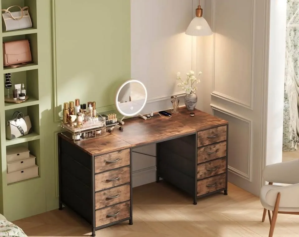 50'' Computer Desk with 8 Fabric Drawers - Brand New image indicator(4)