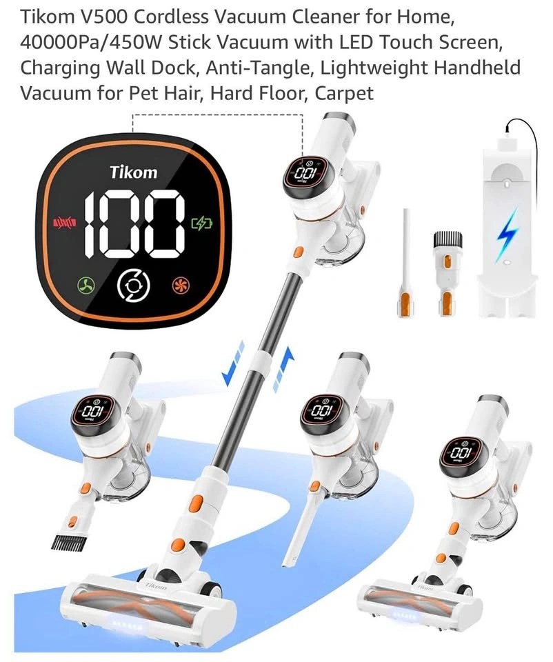 V500 Cordless Vacuum Cleaner 40000Pa/450W Stick Vacuum