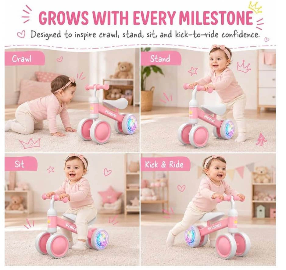 Exilole Princess Balance Bike with LED Light Up Wheels - photo 3