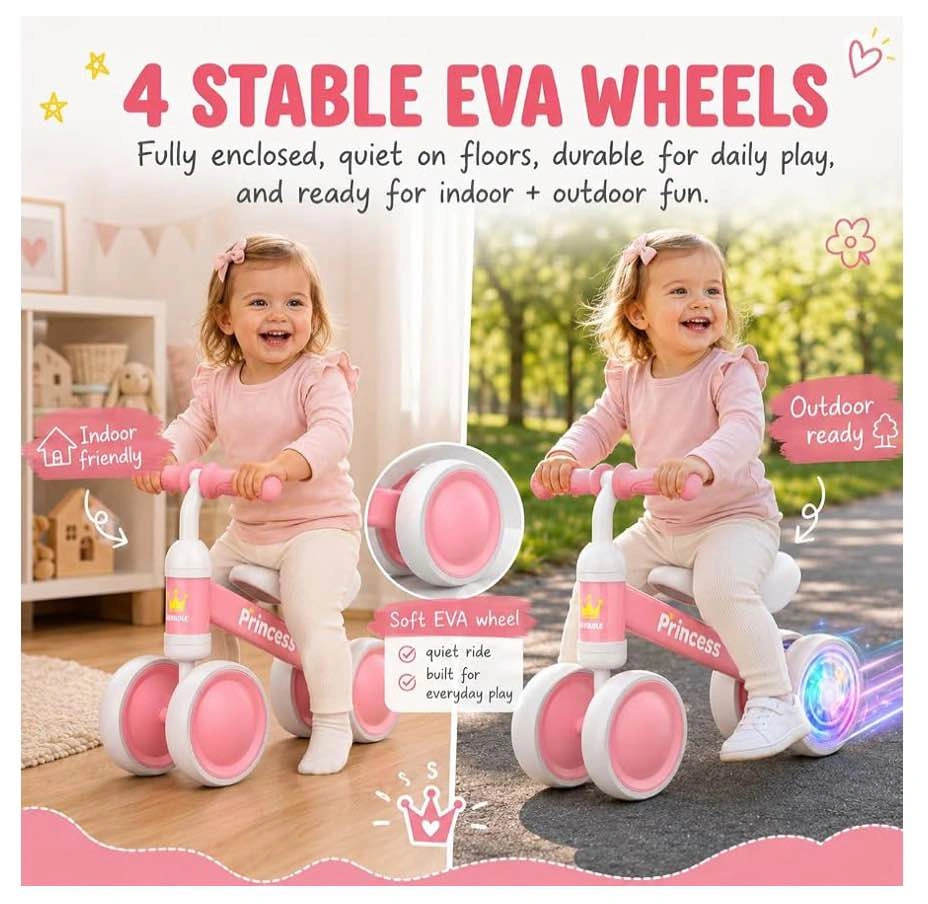 Exilole Princess Balance Bike with LED Light Up Wheels - photo 4