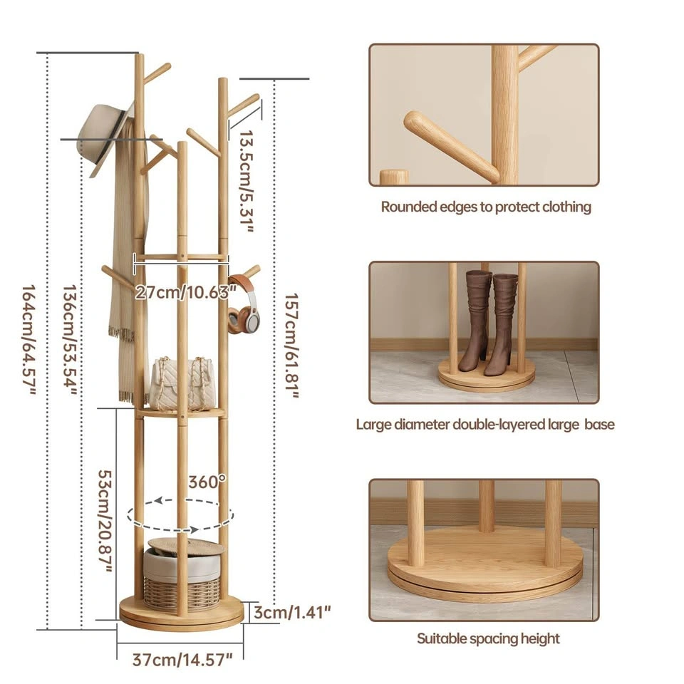 Wood Freestanding Coat Rack - photo 2