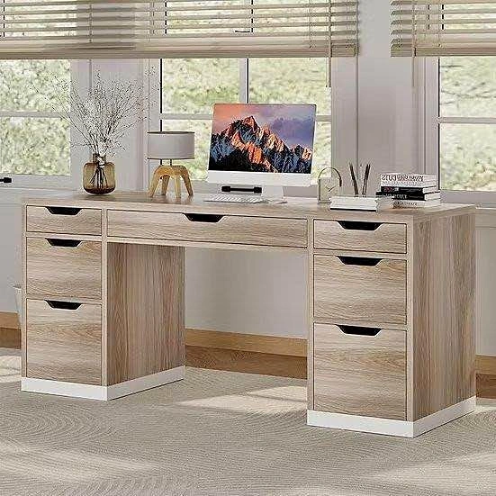 7-Drawer Wood Executive Desk