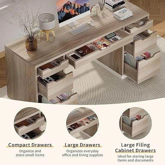 7-Drawer Wood Executive Desk - photo 4